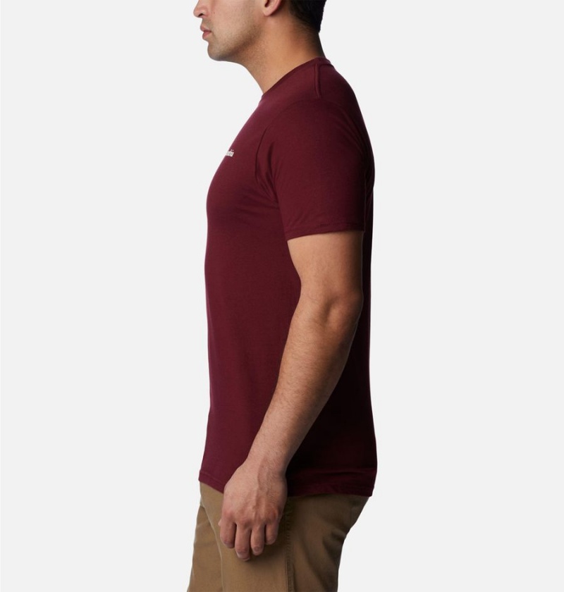 Columbia Rusher Graphic Men's T-Shirt Burgundy | OJNPQA-784