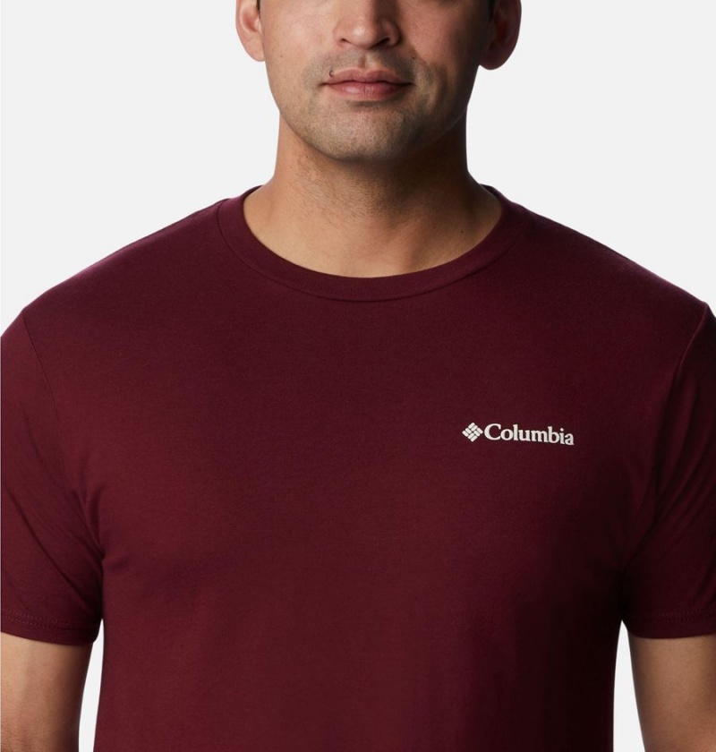 Columbia Rusher Graphic Men's T-Shirt Burgundy | OJNPQA-784