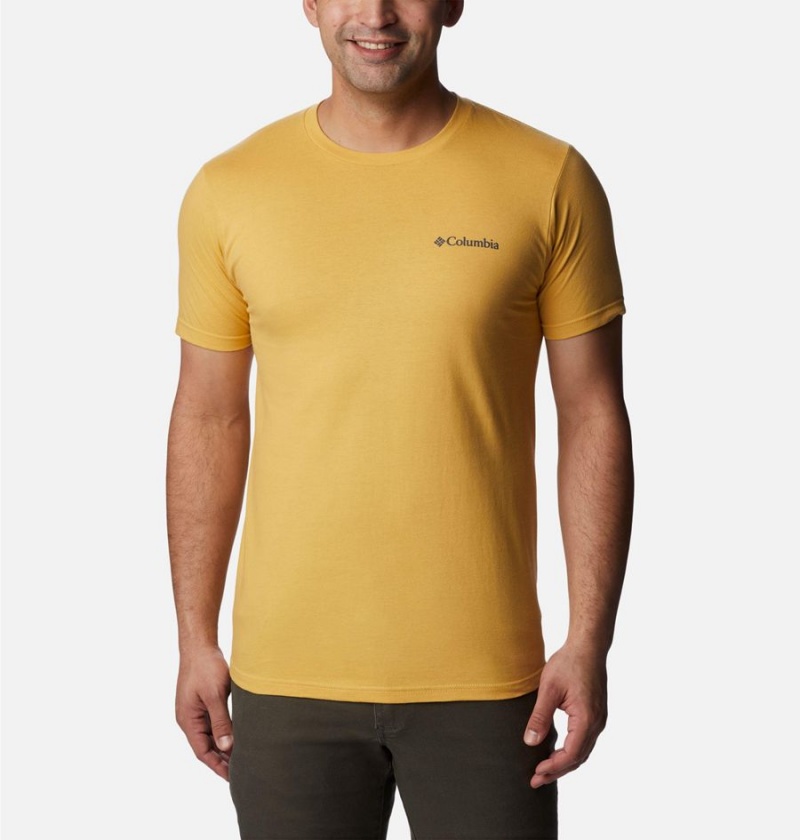 Columbia Rusher Graphic Men's T-Shirt Yellow | IDYFJA-524