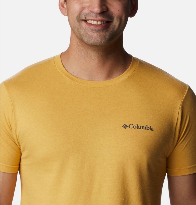 Columbia Rusher Graphic Men's T-Shirt Yellow | IDYFJA-524