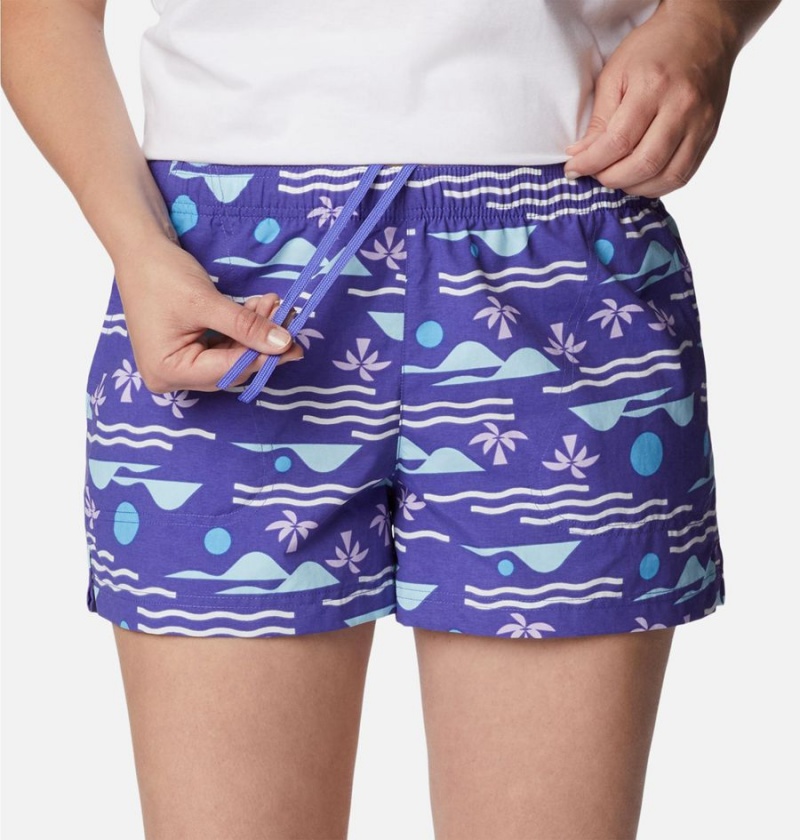 Columbia Sandy River II Printed Women's Shorts Purple | OLGZMK-521