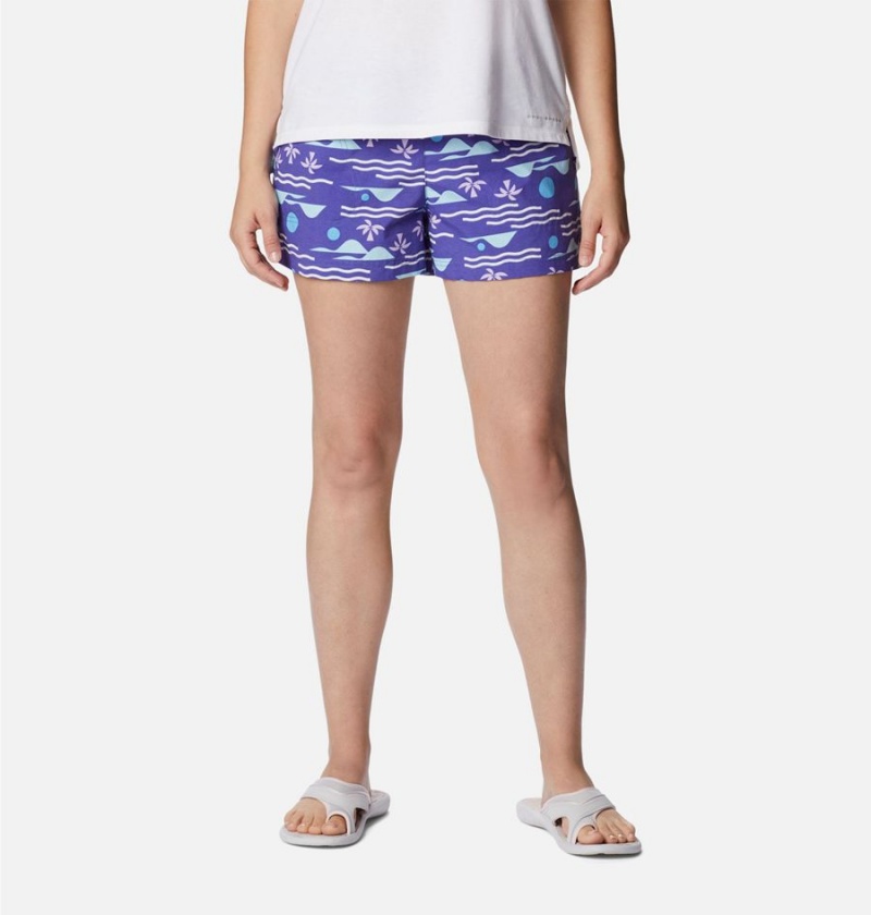 Columbia Sandy River II Printed Women\'s Shorts Purple | OLGZMK-521