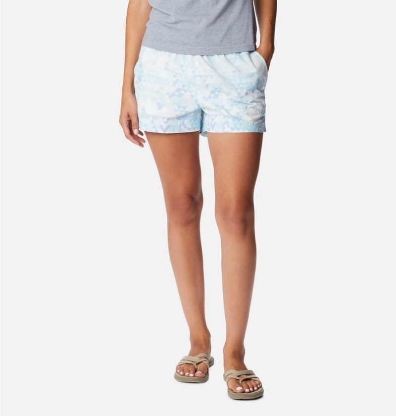 Columbia Sandy River II Printed Women\'s Shorts Blue | QMEGHO-043