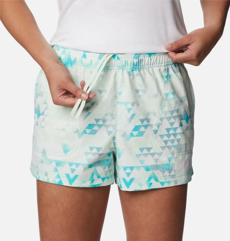 Columbia Sandy River II Printed Women's Shorts Turquoise | YDZGIC-973