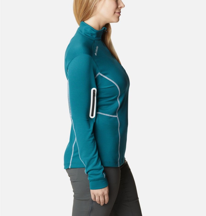 Columbia Shotgun Quarter Zip Golf Women's Pullover Turquoise | AHJWNC-308