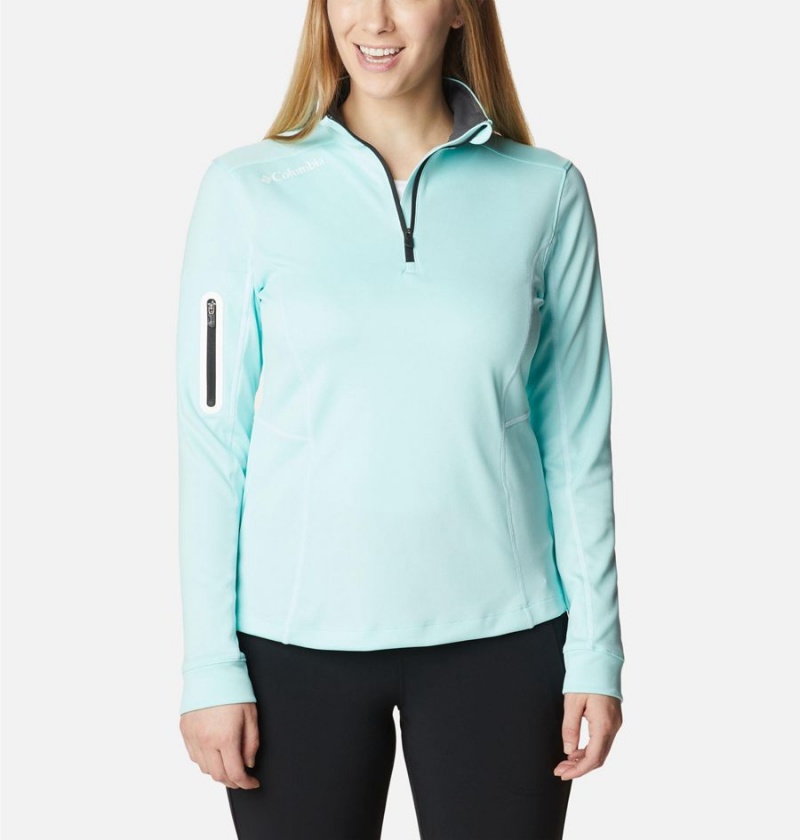 Columbia Shotgun Quarter Zip Golf Women's Pullover Turquoise | WVRMUL-294