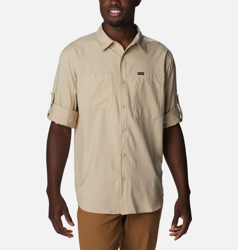 Columbia Silver Ridge Utility Lite Long Sleeve Men's Shirt Khaki | STOHEM-786