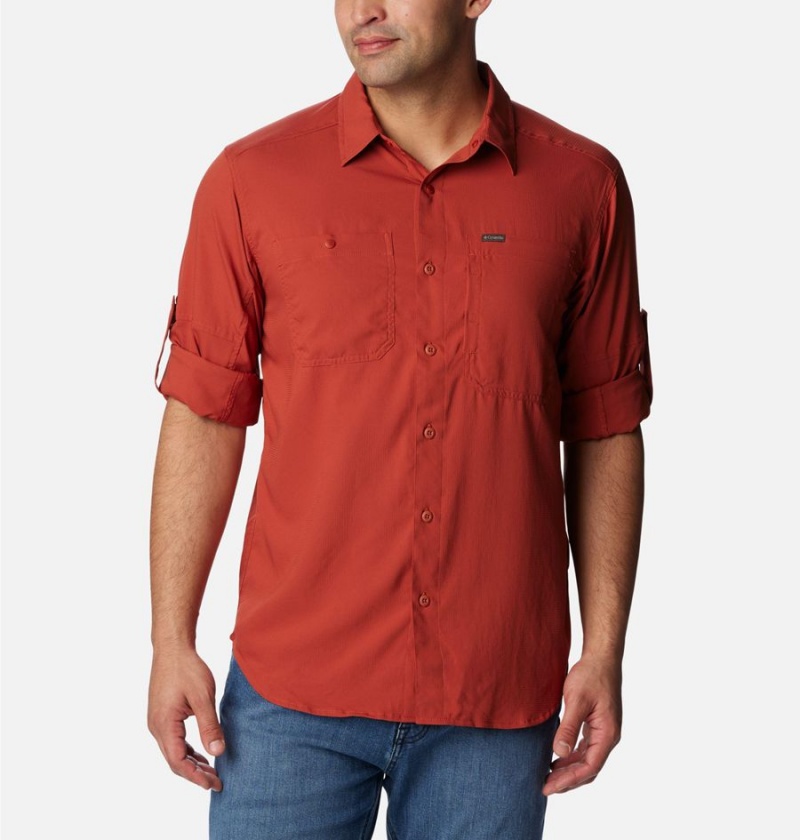 Columbia Silver Ridge Utility Lite Long Sleeve Men's Shirt Red | YZGWRH-764