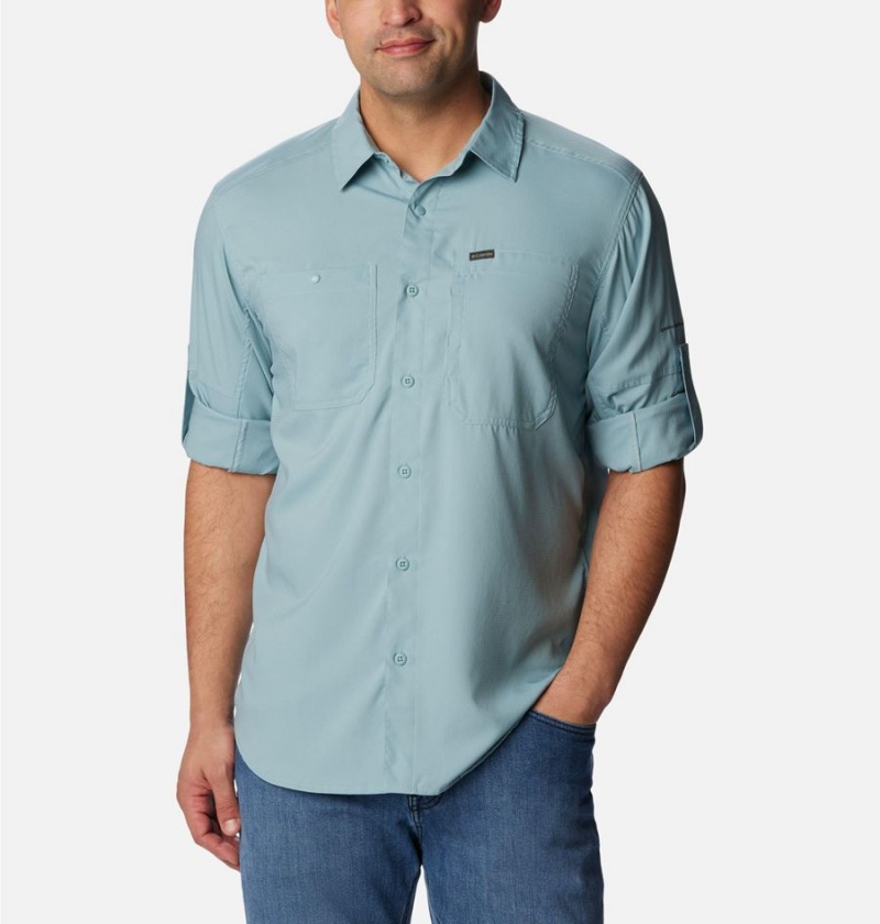 Columbia Silver Ridge Utility Lite Long Sleeve Men's Shirt Blue | TORGYN-097