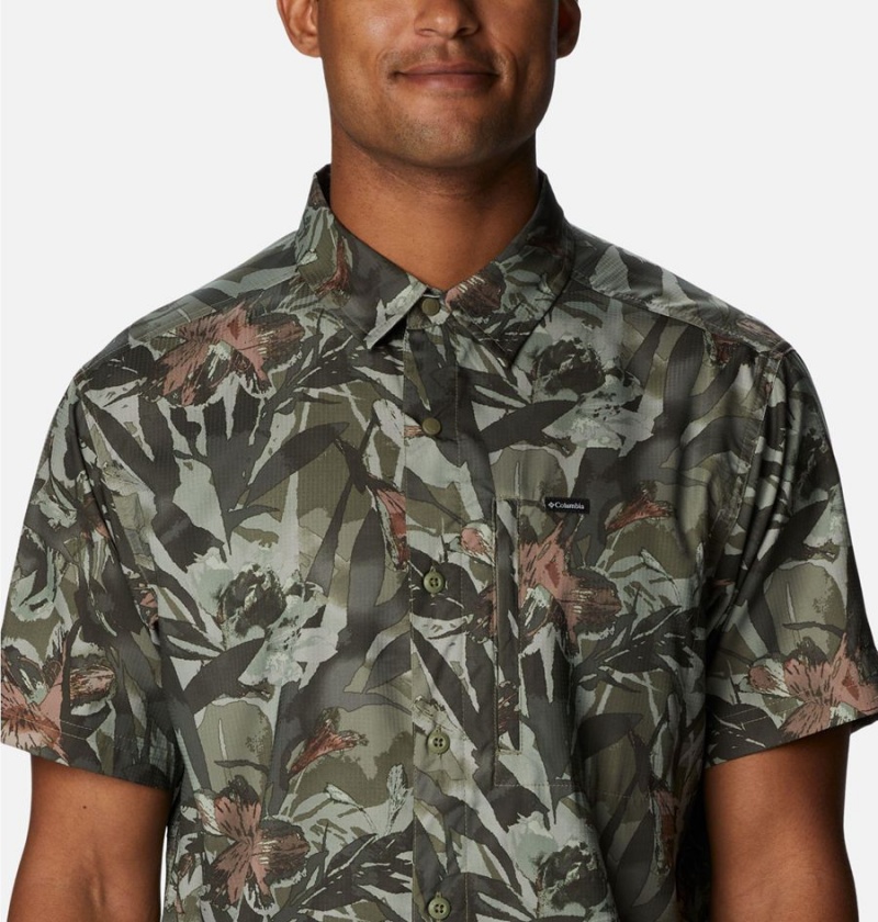 Columbia Silver Ridge Utility Lite Novelty Short Sleeve Men's Shirt Green | RZMCXW-906