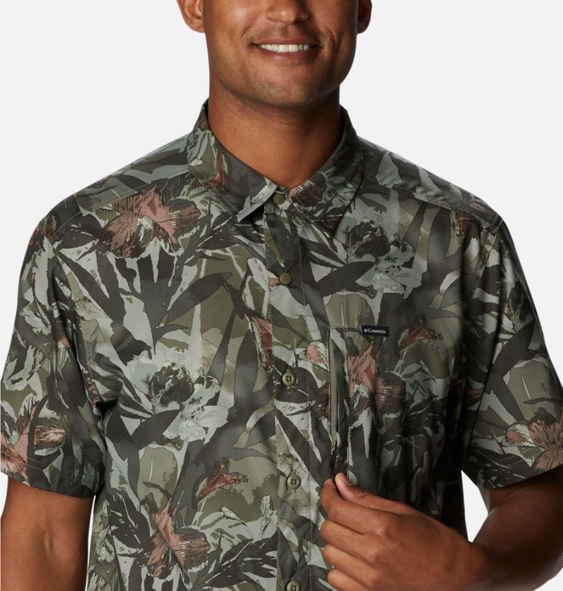 Columbia Silver Ridge Utility Lite Novelty Short Sleeve Men's Shirt Green | RZMCXW-906