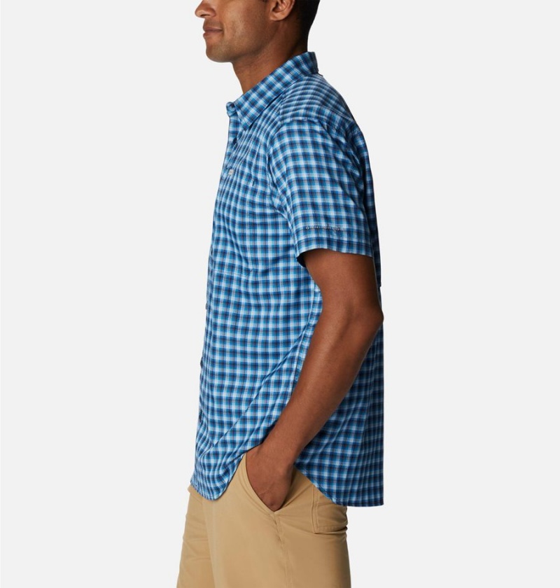 Columbia Silver Ridge Utility Lite Novelty Short Sleeve Men's Shirt Navy | LUVMWT-539