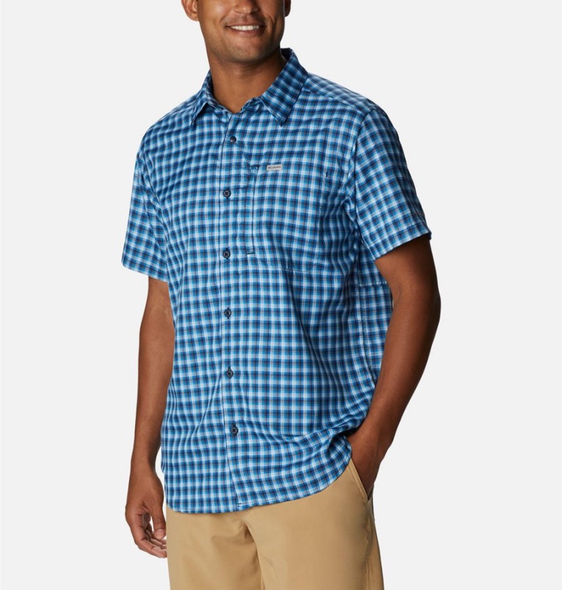 Columbia Silver Ridge Utility Lite Novelty Short Sleeve Men\'s Shirt Navy | LUVMWT-539