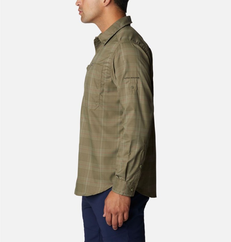 Columbia Silver Ridge Utility Lite Plaid Long Sleeve Men's Shirt Green | LKAGXJ-071