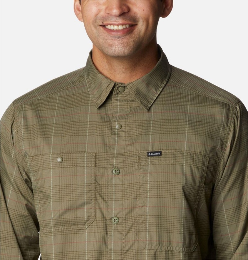 Columbia Silver Ridge Utility Lite Plaid Long Sleeve Men's Shirt Green | LKAGXJ-071