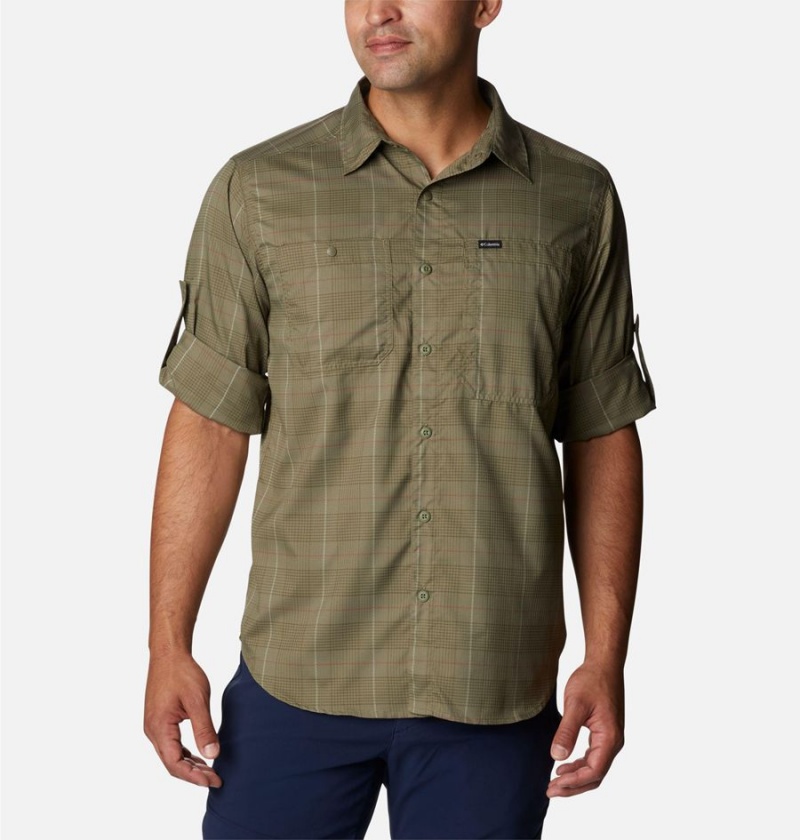 Columbia Silver Ridge Utility Lite Plaid Long Sleeve Men's Shirt Green | LKAGXJ-071