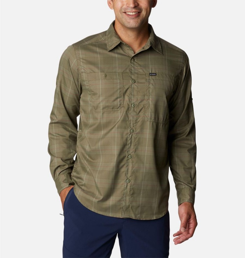Columbia Silver Ridge Utility Lite Plaid Long Sleeve Men\'s Shirt Green | LKAGXJ-071