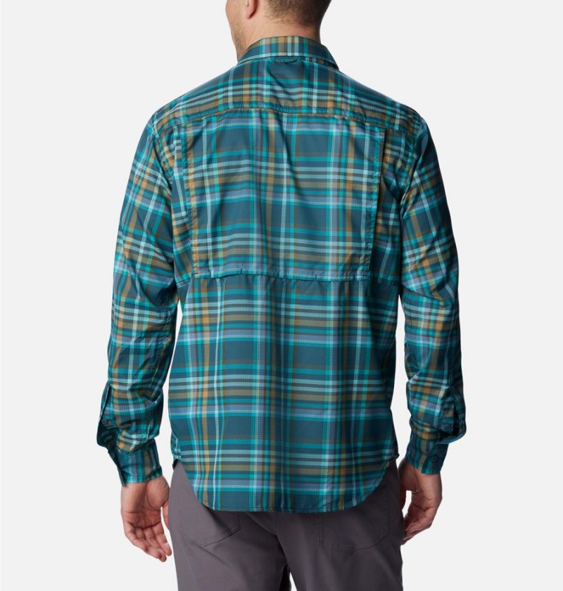 Columbia Silver Ridge Utility Lite Plaid Long Sleeve Men's Shirt Turquoise | KZJNLR-417