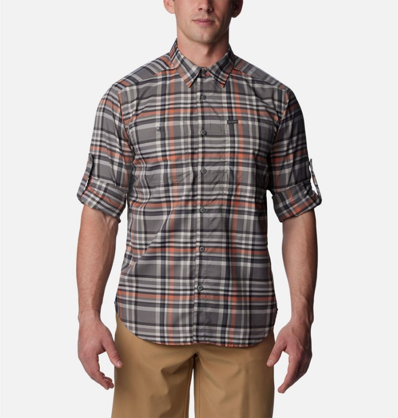 Columbia Silver Ridge Utility Lite Plaid Long Sleeve Men's Shirt Grey | LFHDVR-510