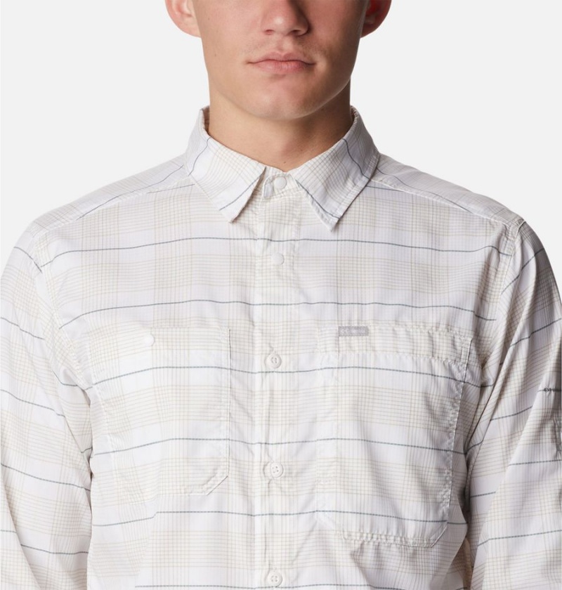 Columbia Silver Ridge Utility Lite Plaid Long Sleeve Men's Shirt White | NTUIHJ-831