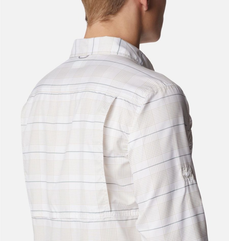 Columbia Silver Ridge Utility Lite Plaid Long Sleeve Men's Shirt White | NTUIHJ-831