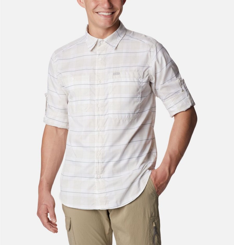 Columbia Silver Ridge Utility Lite Plaid Long Sleeve Men's Shirt White | NTUIHJ-831
