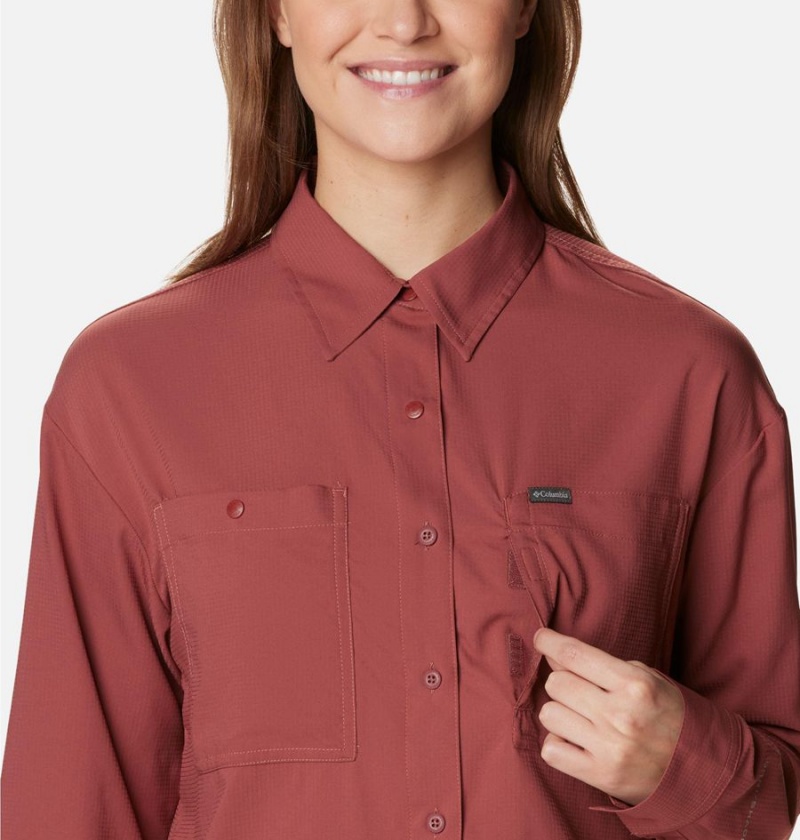 Columbia Silver Ridge Utility Long Sleeve Women's Shirt Coral | SFTBNV-024