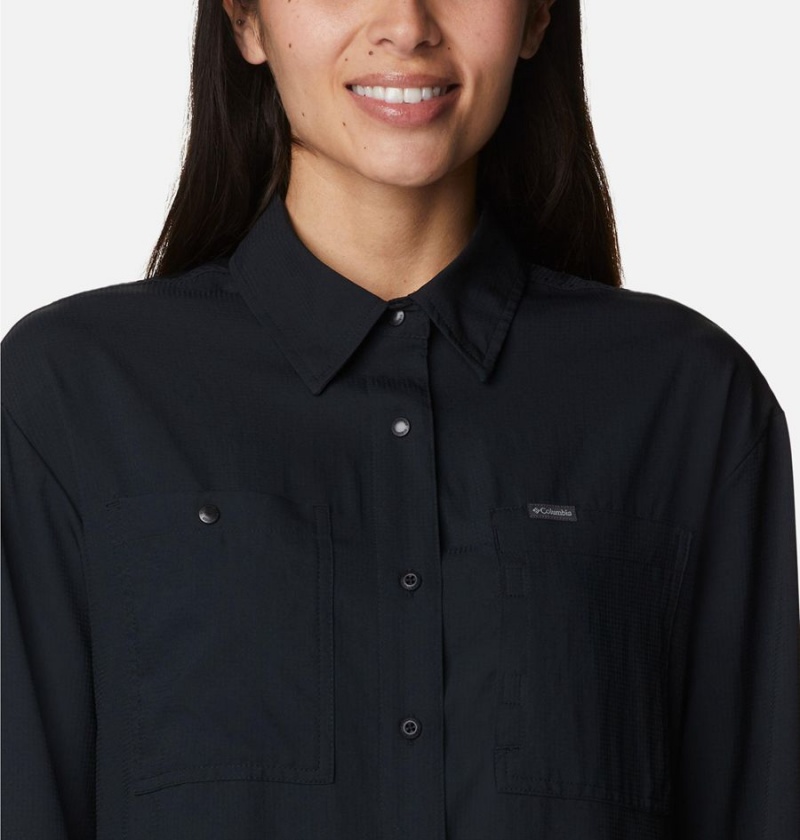 Columbia Silver Ridge Utility Long Sleeve Women's Shirt Black | XRNDFK-803