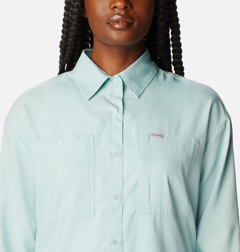 Columbia Silver Ridge Utility Long Sleeve Women's Shirt Turquoise | HBOFQL-018