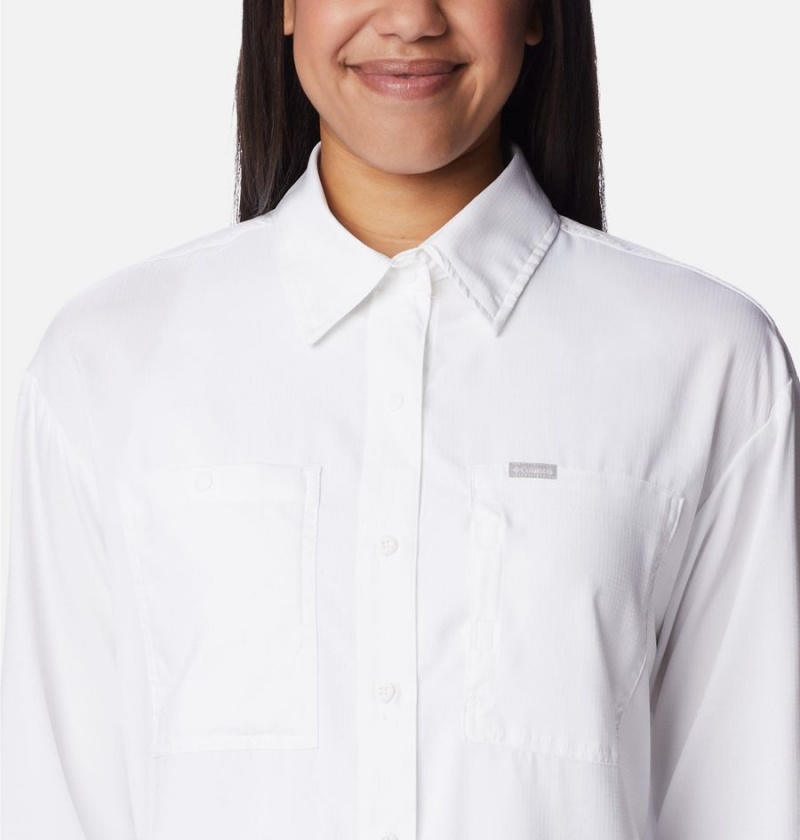 Columbia Silver Ridge Utility Long Sleeve Women's Shirt White | QNSBJA-658