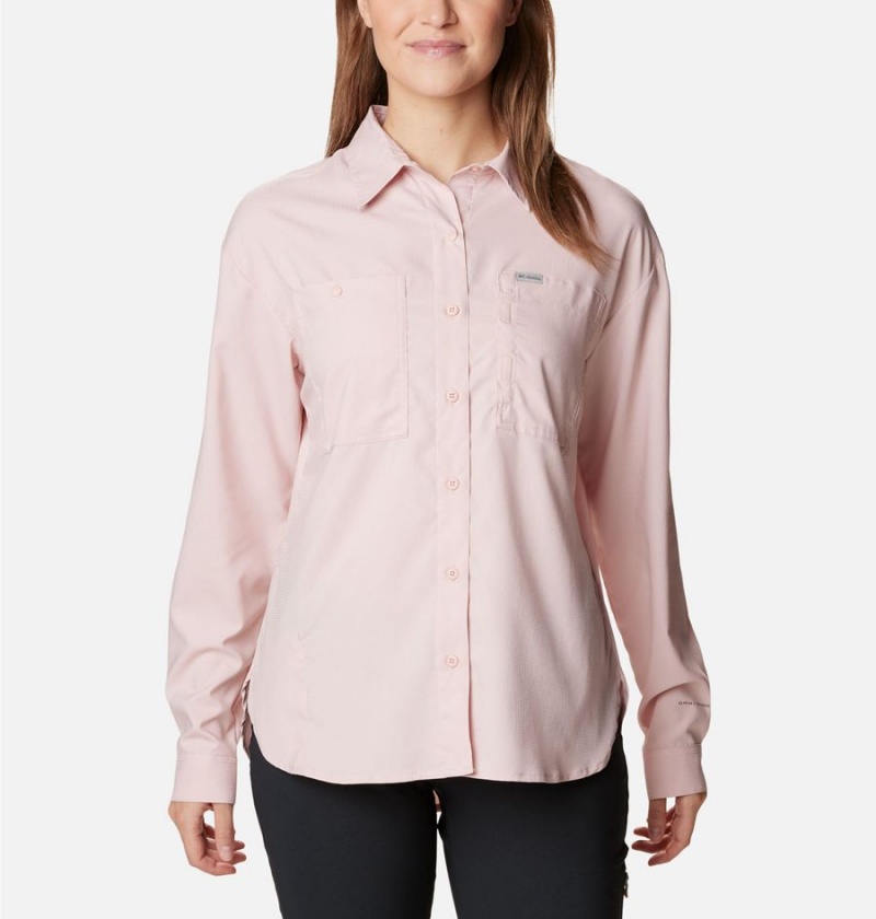 Columbia Silver Ridge Utility Long Sleeve Women\'s Shirt Pink | ACGOEW-176