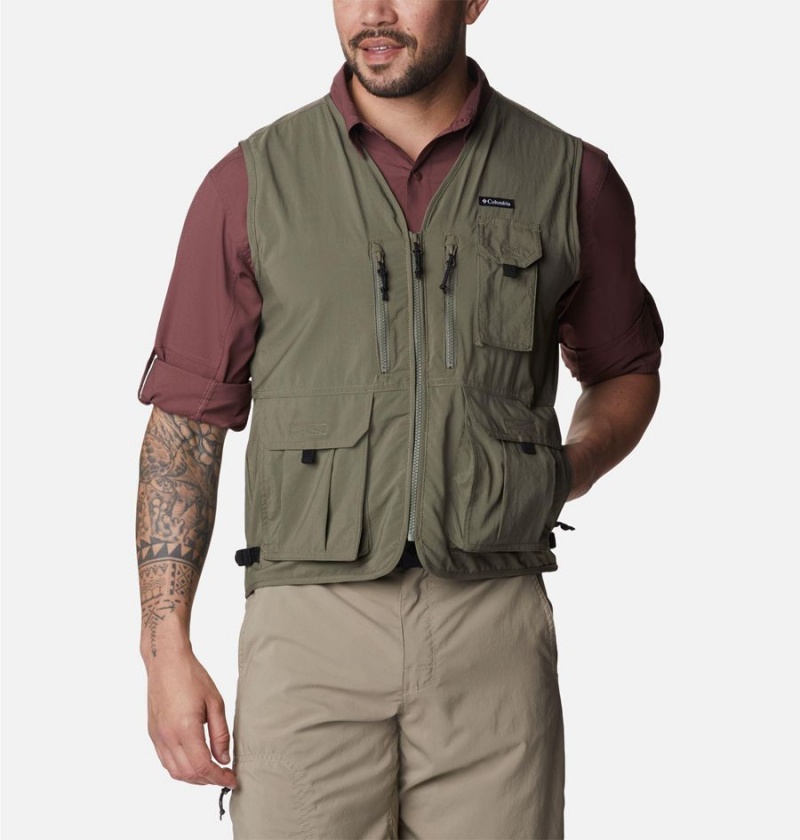 Columbia Silver Ridge Utility Men\'s Vest Green | JHEWRT-612