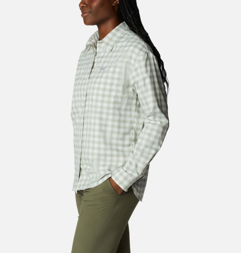 Columbia Silver Ridge Utility Patterned Long Sleeve Women's Shirt Green | CHLKQB-714