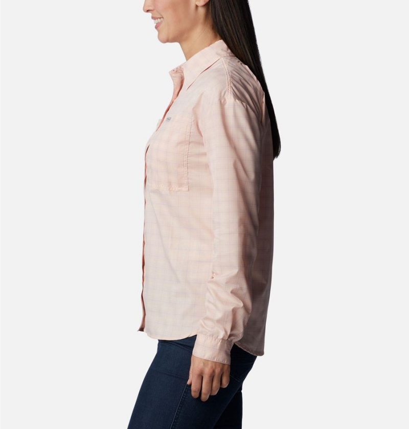 Columbia Silver Ridge Utility Patterned Long Sleeve Women's Shirt Coral | TRNPLX-153