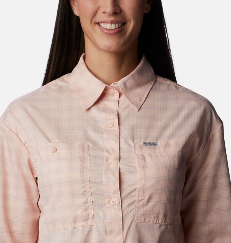 Columbia Silver Ridge Utility Patterned Long Sleeve Women's Shirt Coral | TRNPLX-153