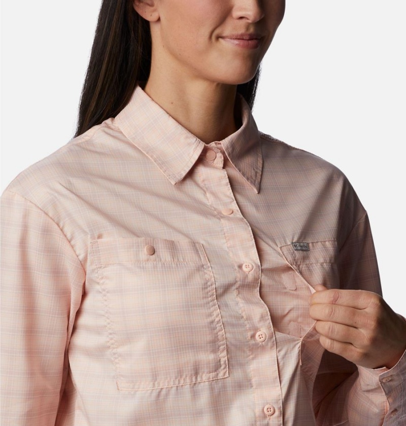 Columbia Silver Ridge Utility Patterned Long Sleeve Women's Shirt Coral | TRNPLX-153