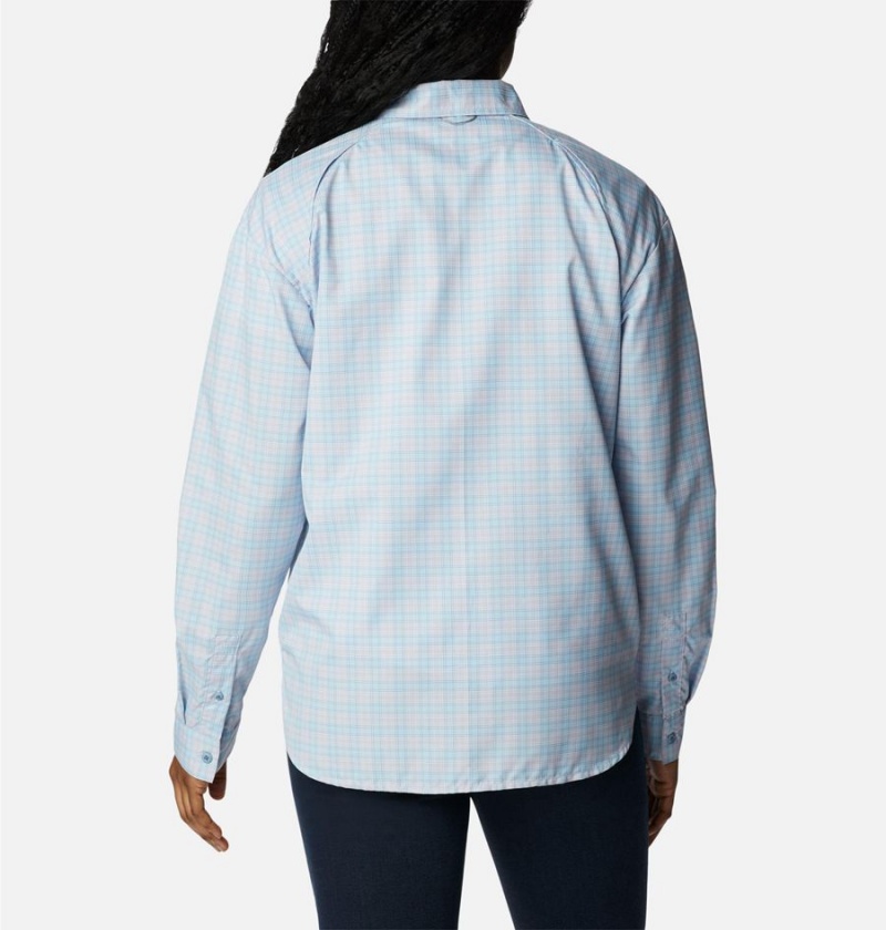Columbia Silver Ridge Utility Patterned Long Sleeve Women's Shirt Blue | HUEPZN-158