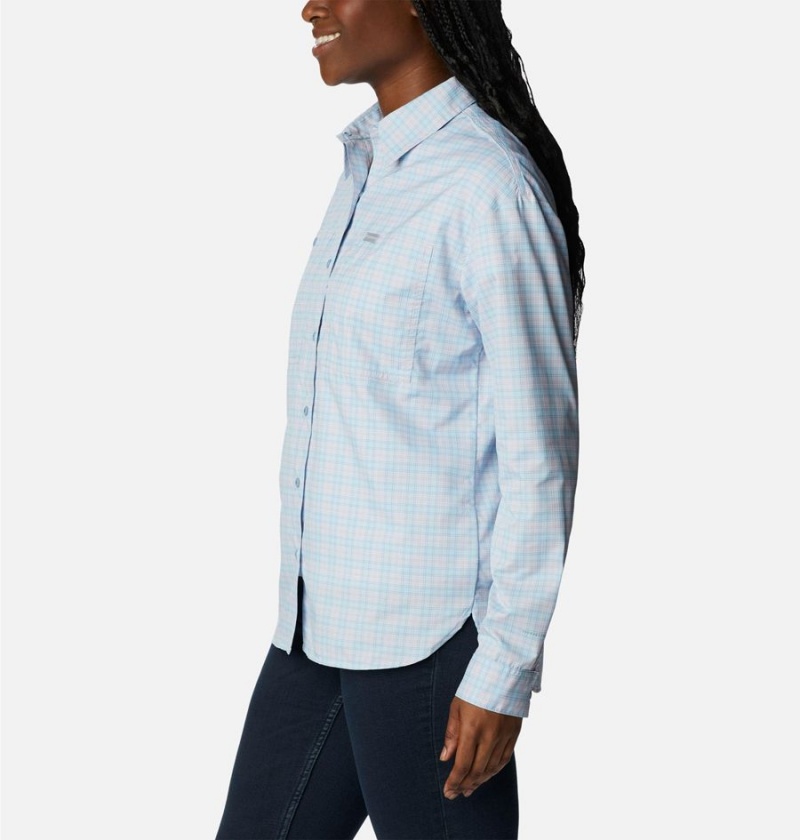 Columbia Silver Ridge Utility Patterned Long Sleeve Women's Shirt Blue | HUEPZN-158