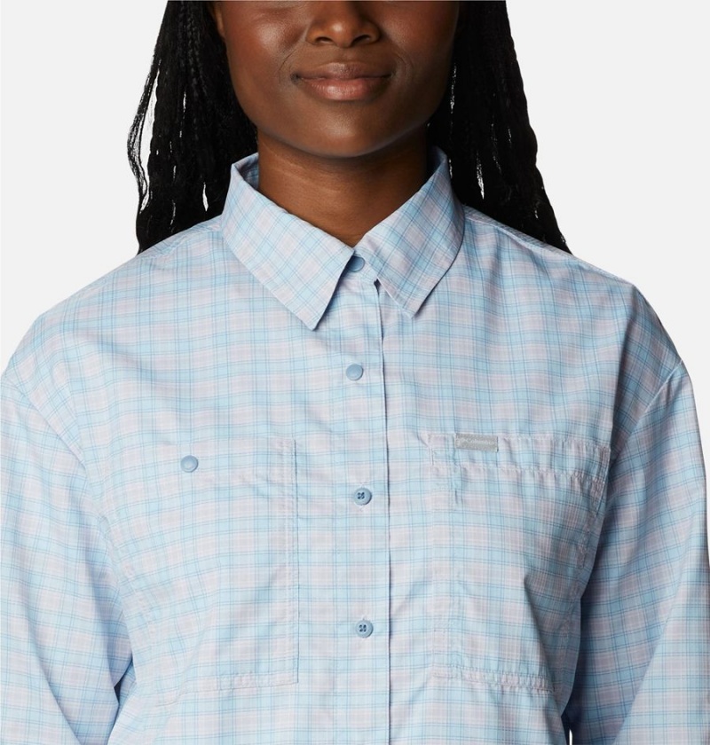 Columbia Silver Ridge Utility Patterned Long Sleeve Women's Shirt Blue | HUEPZN-158