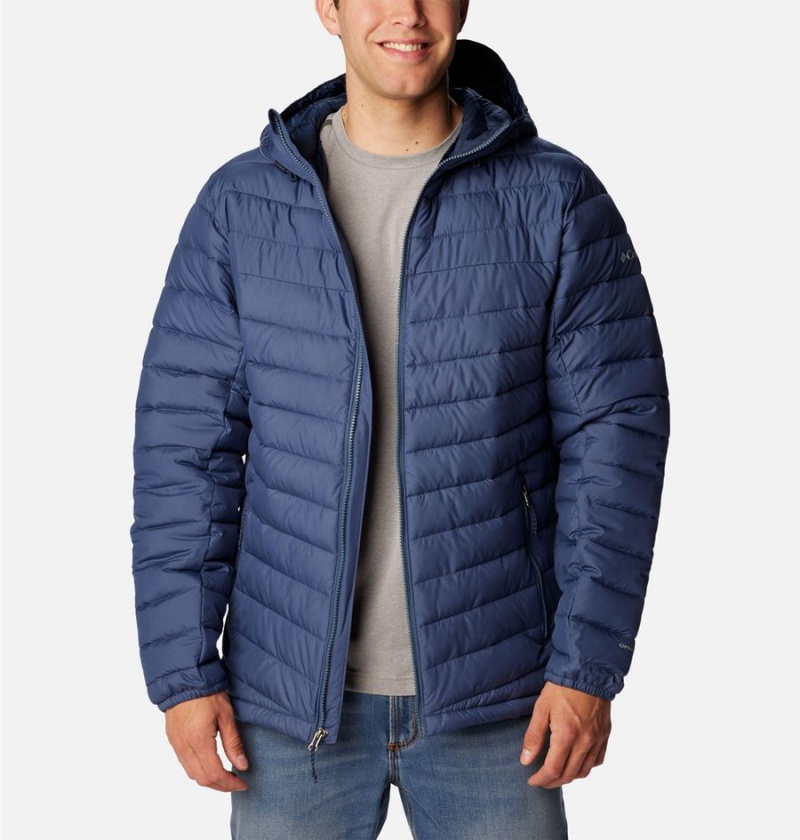 Columbia Slope Edge Hooded Insulated Men's Puffer Jacket Blue | MOQPTJ-810