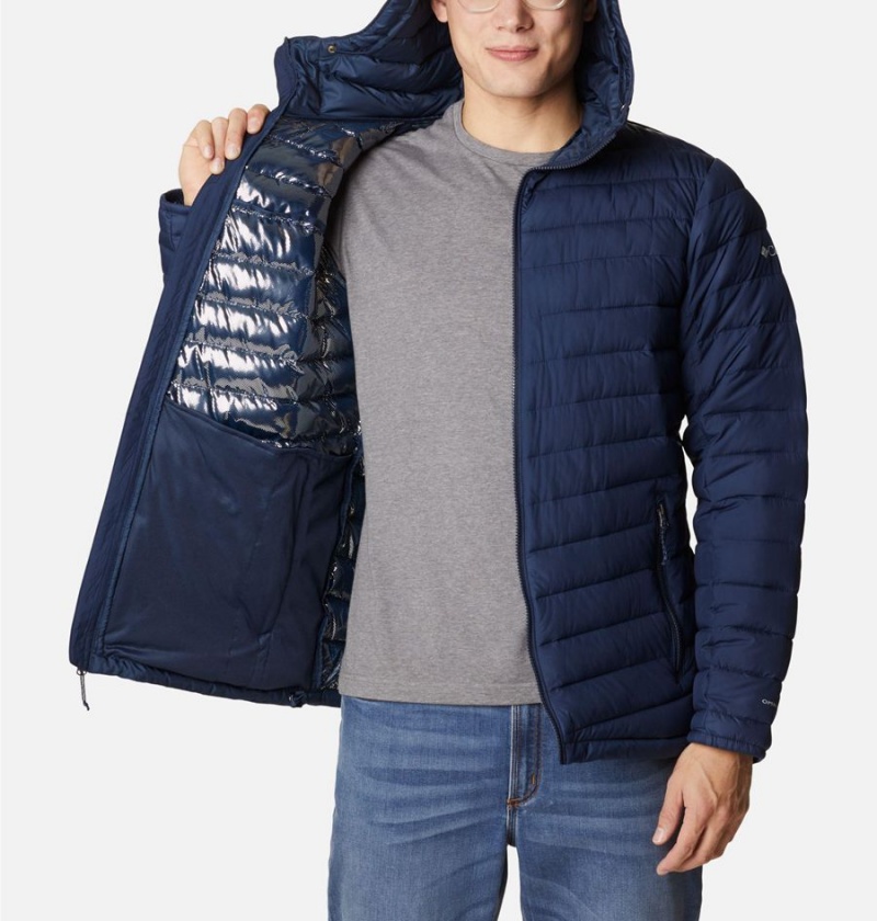 Columbia Slope Edge Hooded Insulated Men's Puffer Jacket Navy | QUENHX-325