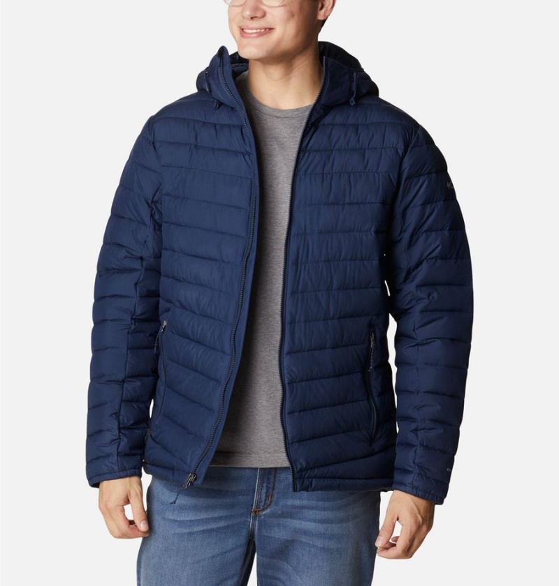 Columbia Slope Edge Hooded Insulated Men's Puffer Jacket Navy | QUENHX-325