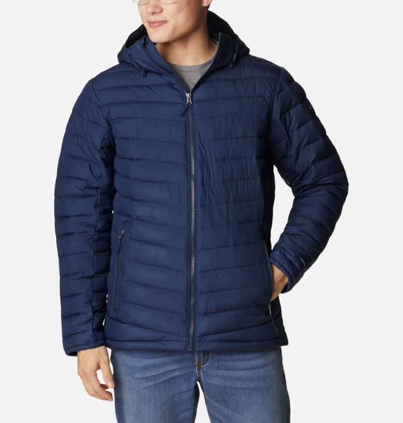 Columbia Slope Edge Hooded Insulated Men\'s Puffer Jacket Navy | QUENHX-325