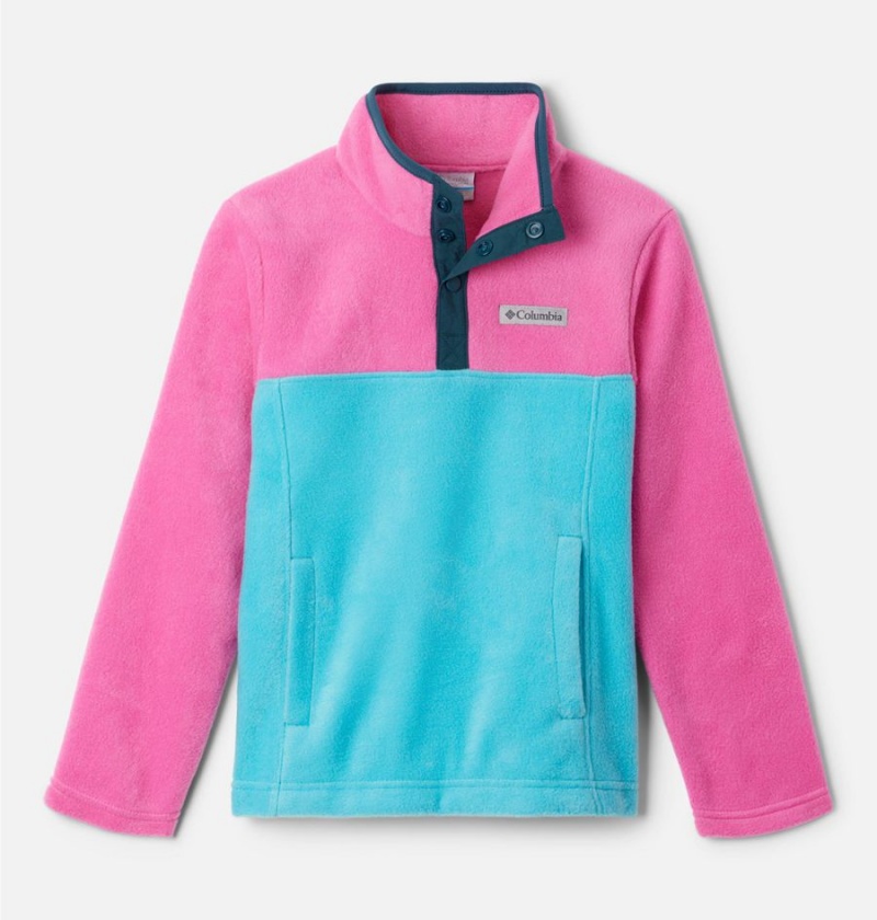 Columbia Steens Mountain Quarter Snap Pullover Kids\' Fleece Pink | VDIJXO-587