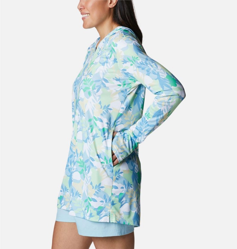 Columbia Summerdry Coverup Printed Tunic Women's Hoodie Turquoise | NDHLWQ-372
