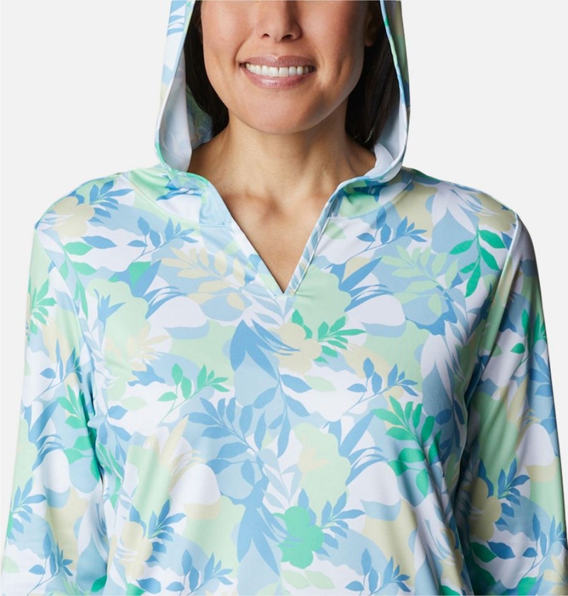 Columbia Summerdry Coverup Printed Tunic Women's Hoodie Turquoise | NDHLWQ-372