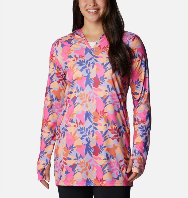 Columbia Summerdry Coverup Printed Tunic Women\'s Hoodie Pink | PINJUV-670
