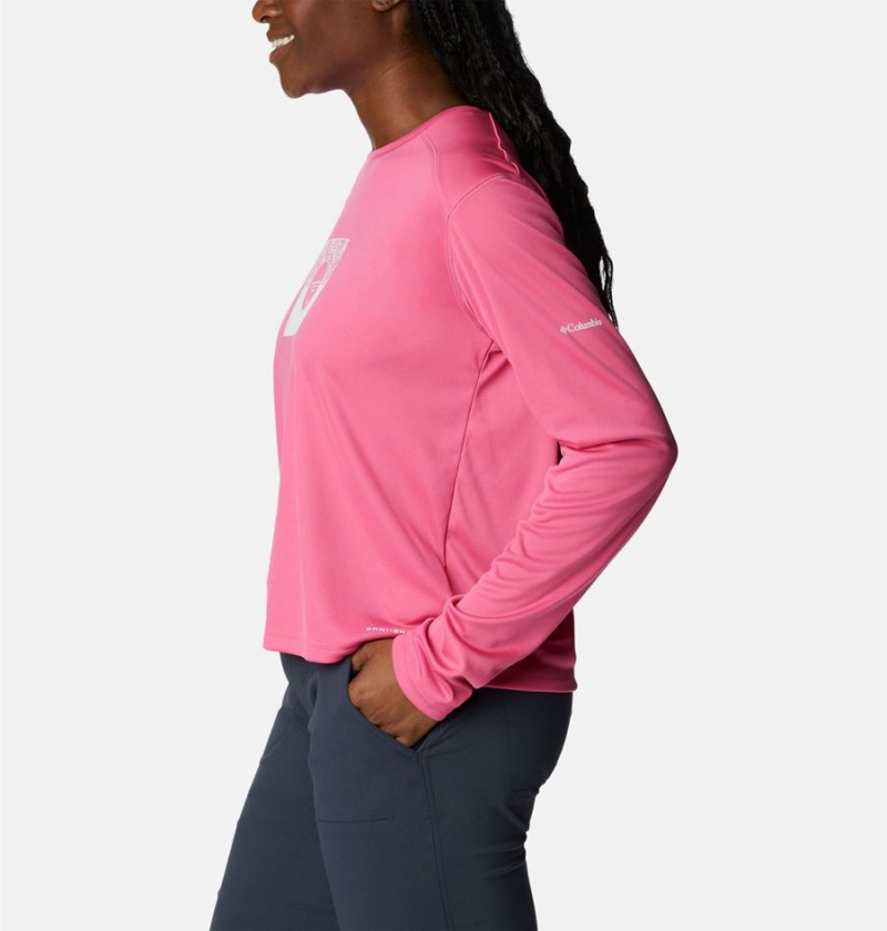 Columbia Summerdry Graphic Long Sleeve Women's T-Shirt Pink | RQTGXP-543
