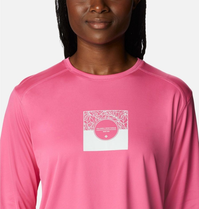 Columbia Summerdry Graphic Long Sleeve Women's T-Shirt Pink | RQTGXP-543
