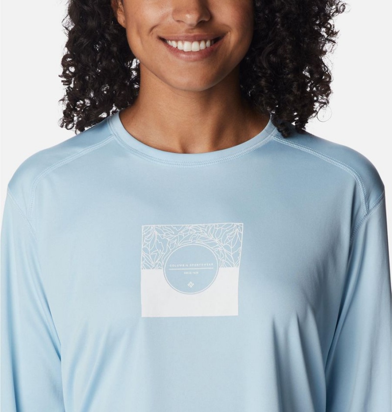 Columbia Summerdry Graphic Long Sleeve Women's T-Shirt Blue | HNMJSQ-723
